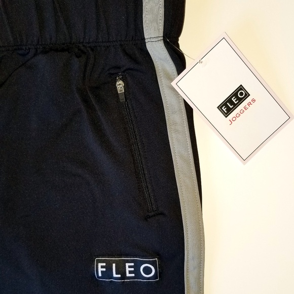 FLEO Track Joggers in Gray and Black - Picture 1 of 7